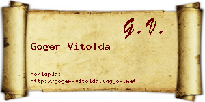 Goger Vitolda névjegykártya